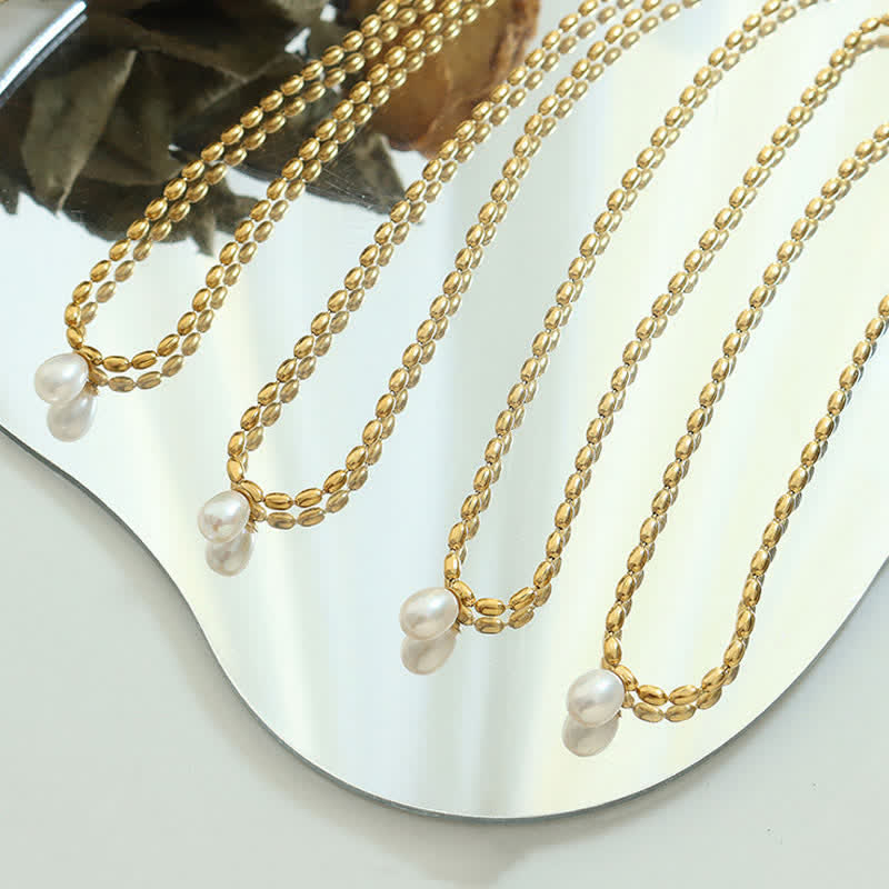 Perlenkette Peace-Anhänger | Beruhigende Titanstahlkette