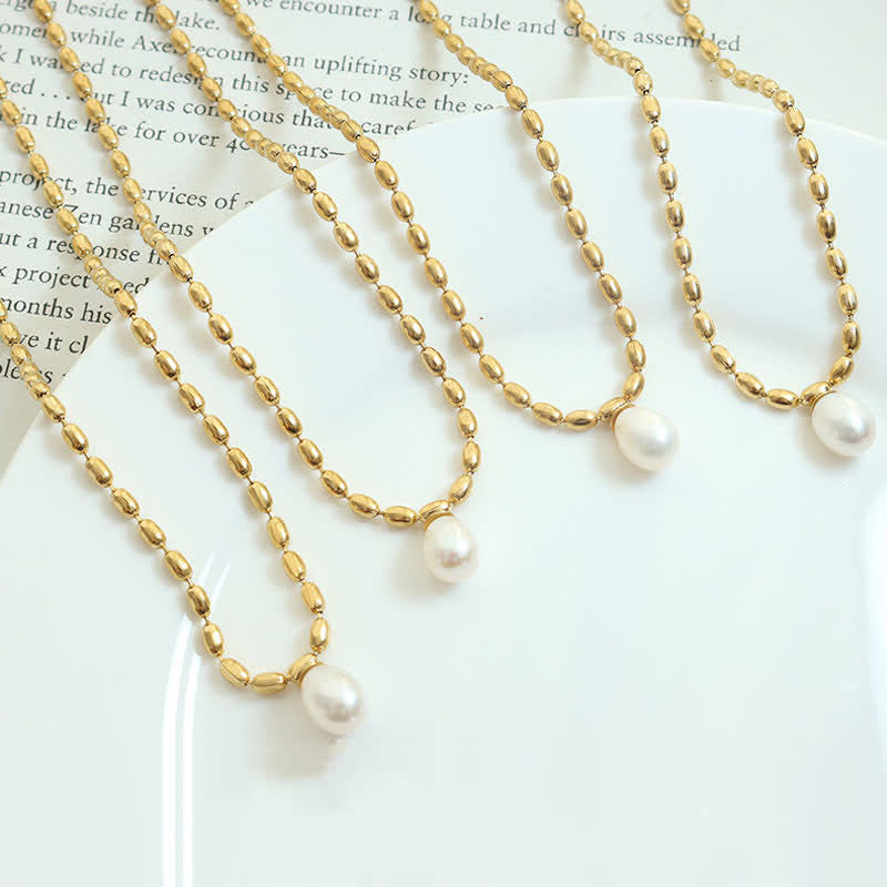 Perlenkette Peace-Anhänger | Beruhigende Titanstahlkette