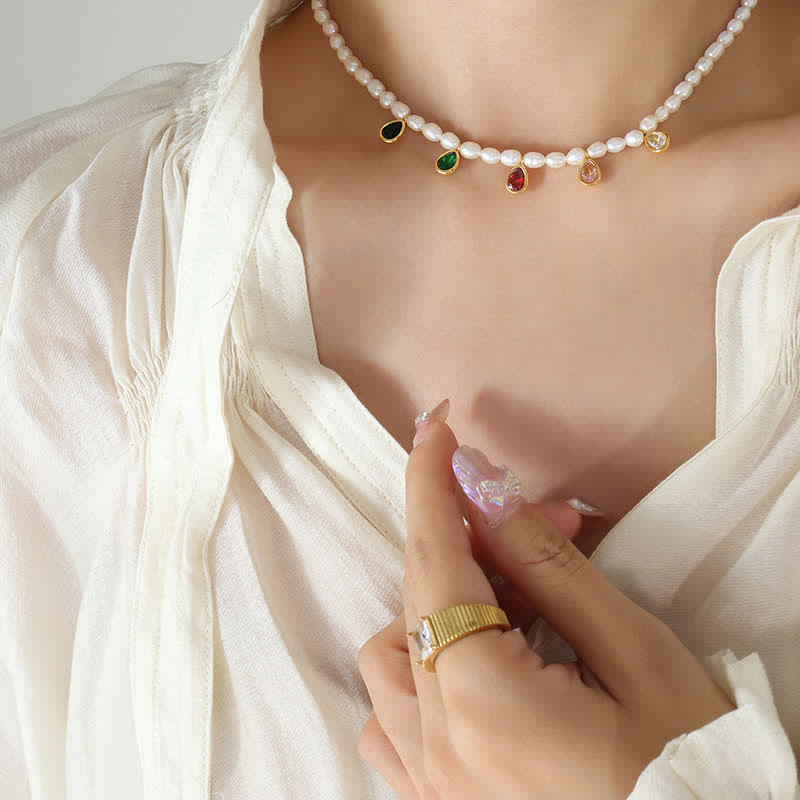 Pearl Purity Halskettenanhänger mit 18 Karat Gold und Kristall