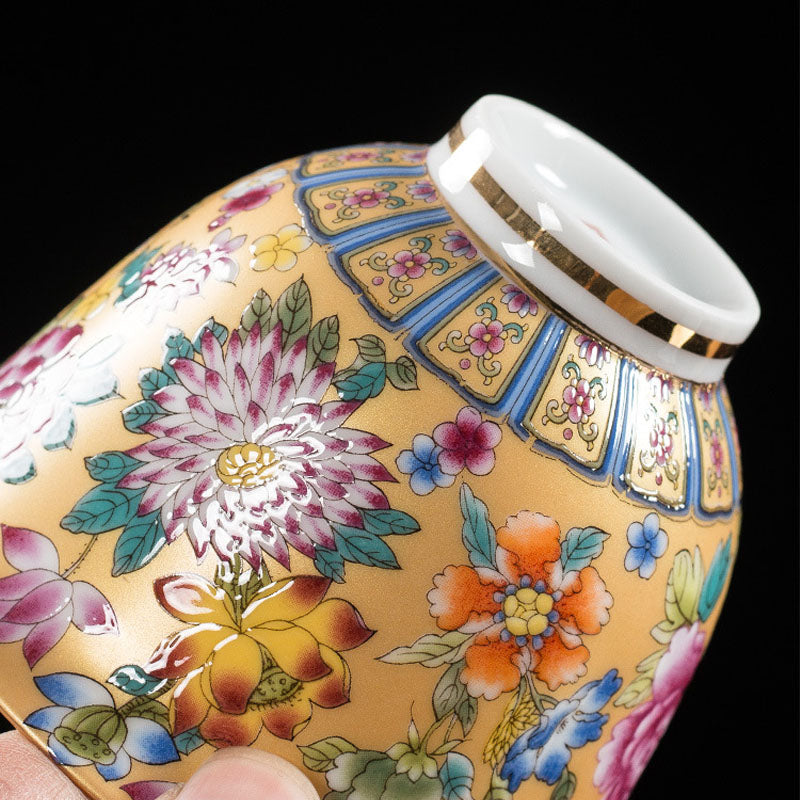 Pfingstrose Keramik Gaiwan Sancai Teetasse 9,5 cm Meditation