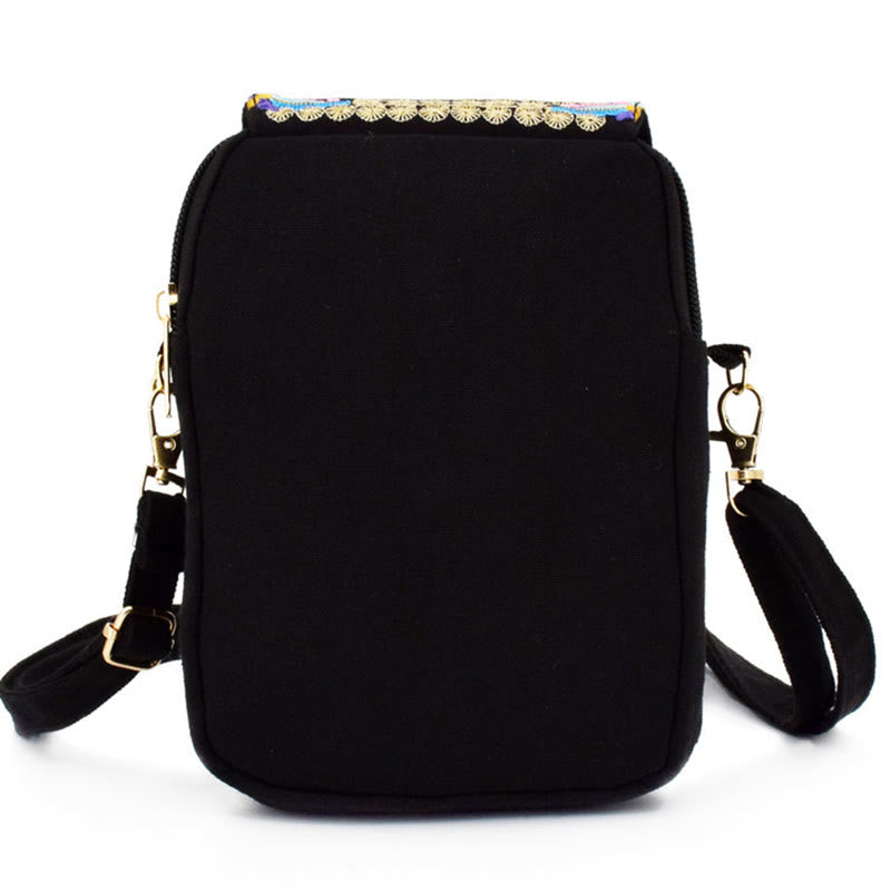 Umhängetasche aus Canvas mit Pfingstrosenstickerei | Yogatasche