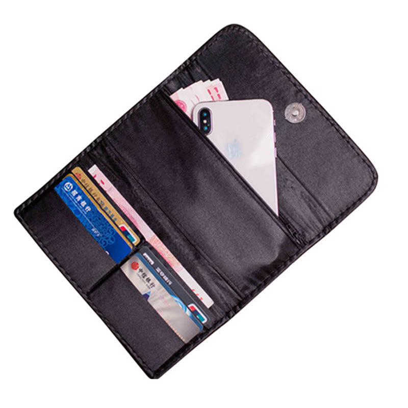 Lange Handtasche mit Pfingstrosenblumen-Stickerei, 20 x 10 cm