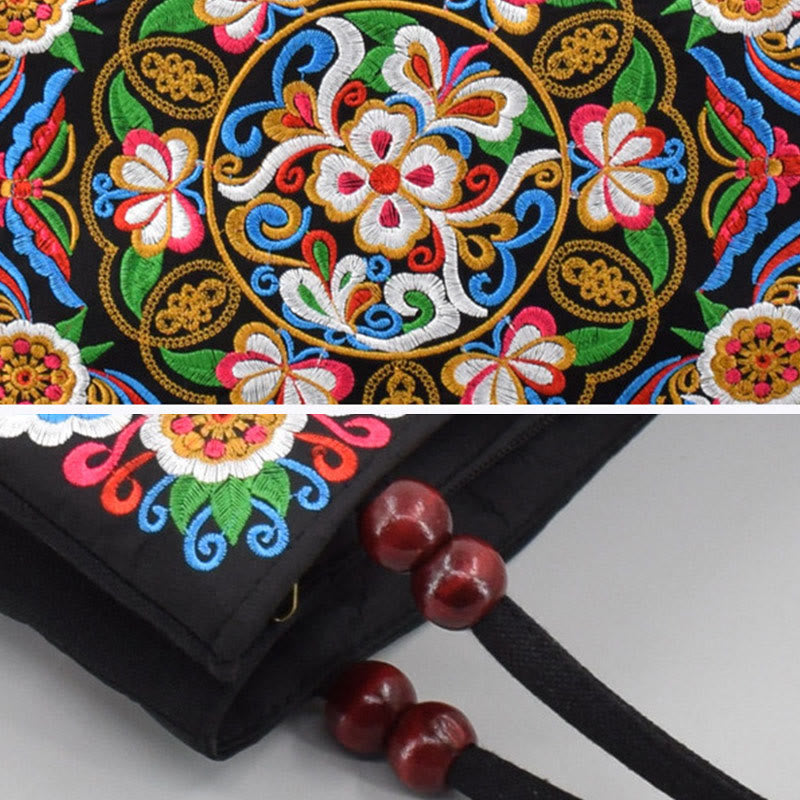 Peony Peacock Canvas Yogatasche mit doppelseitiger Stickerei