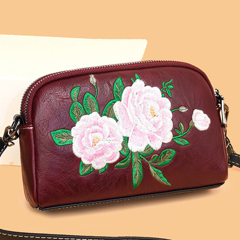 Peony Su Stickerei Umhängetasche 15cm Schultertasche