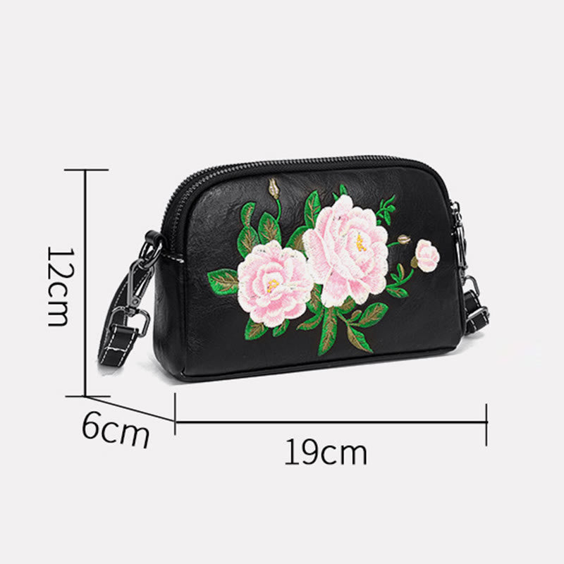 Peony Su Stickerei Umhängetasche 15cm Schultertasche