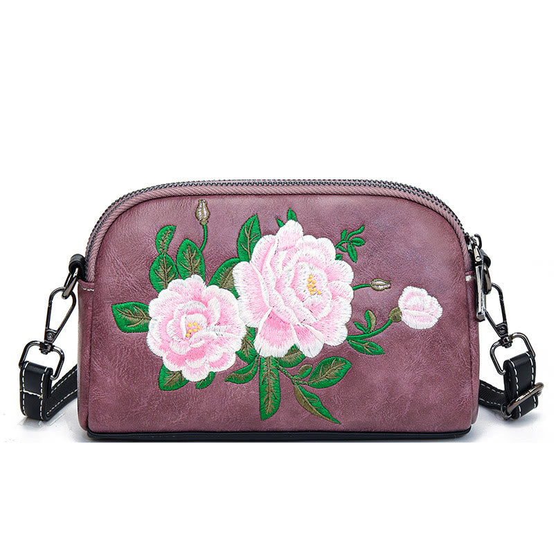 Peony Su Stickerei Umhängetasche 15cm Schultertasche