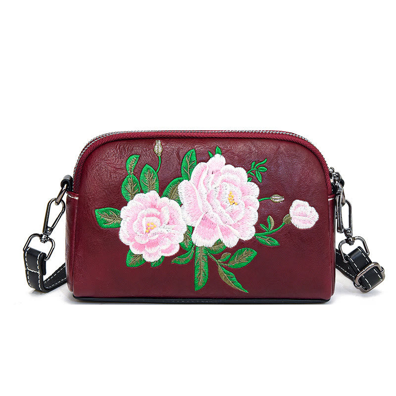 Peony Su Stickerei Umhängetasche 15cm Schultertasche