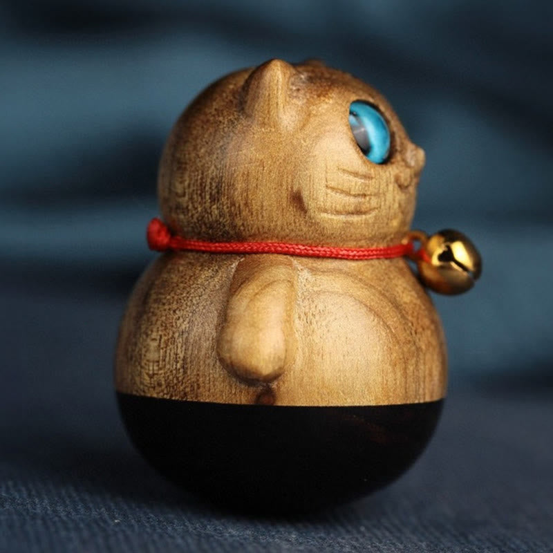 Phoebe Zhennan Mini-Glückskatze aus Holz, Segensstatue