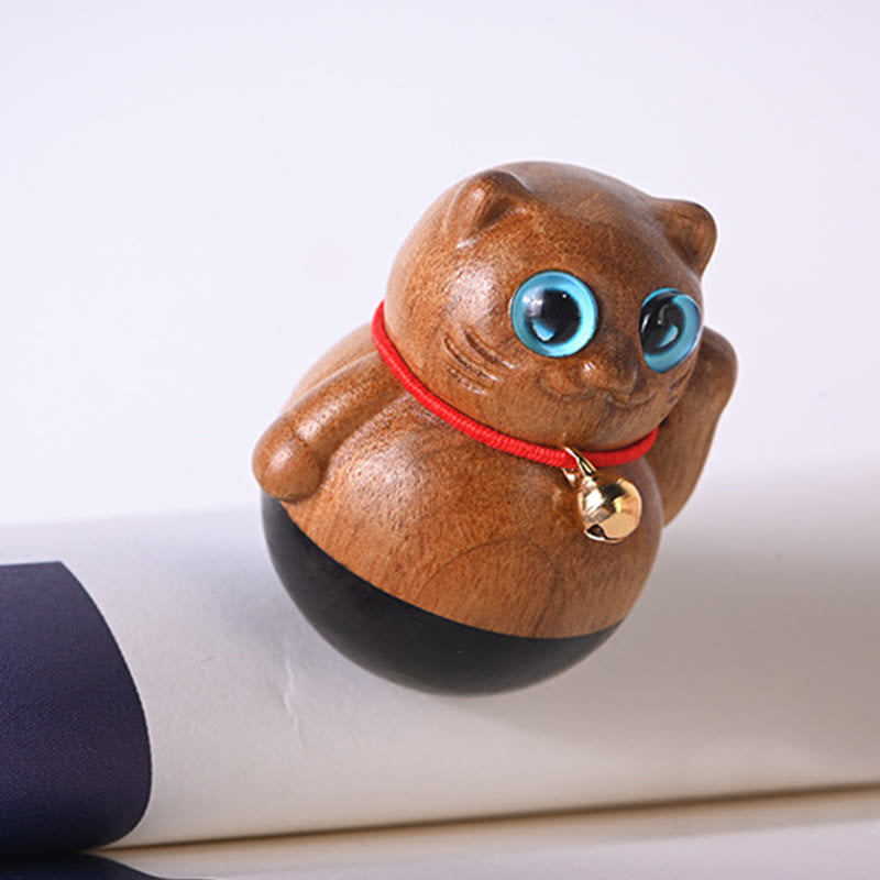 Phoebe Zhennan Mini-Glückskatze aus Holz, Segensstatue