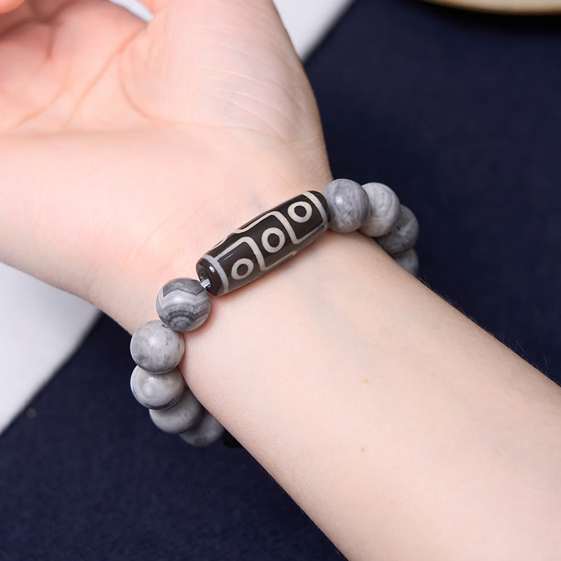 Picasso-Jaspis-Neun-Augen-Dzi-Perlen-Unisex-Achat-Armband