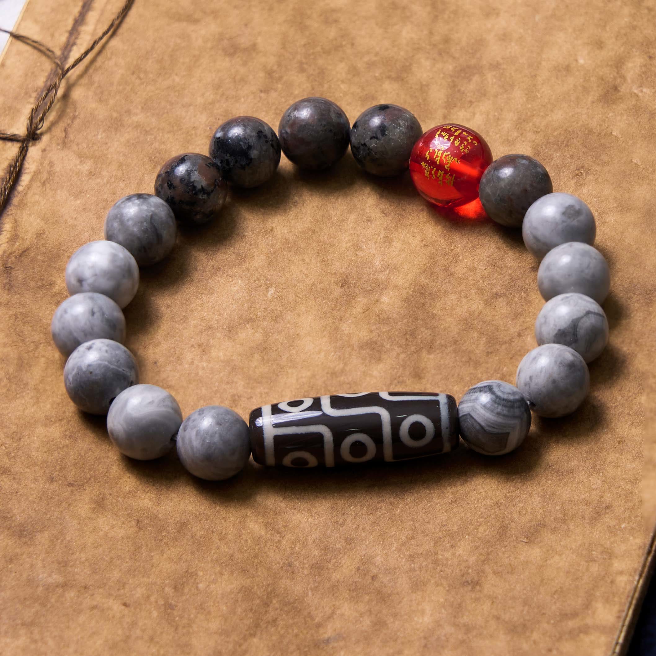 Picasso-Jaspis-Neun-Augen-Dzi-Perlen-Unisex-Achat-Armband