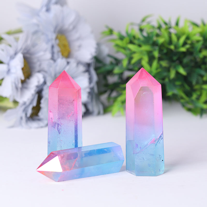 Pink Blue Aura Crystal Points 2-3.5 inch Healing Energy