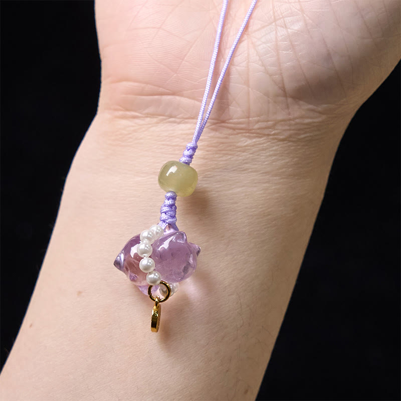 Rosa Kristall Amethyst Citrin Fu Charakter spirituelle Hängedekoration