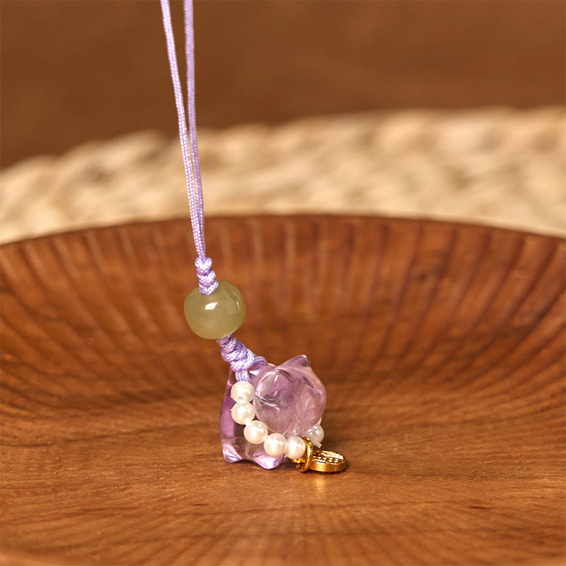 Rosa Kristall Amethyst Citrin Fu Charakter spirituelle Hängedekoration