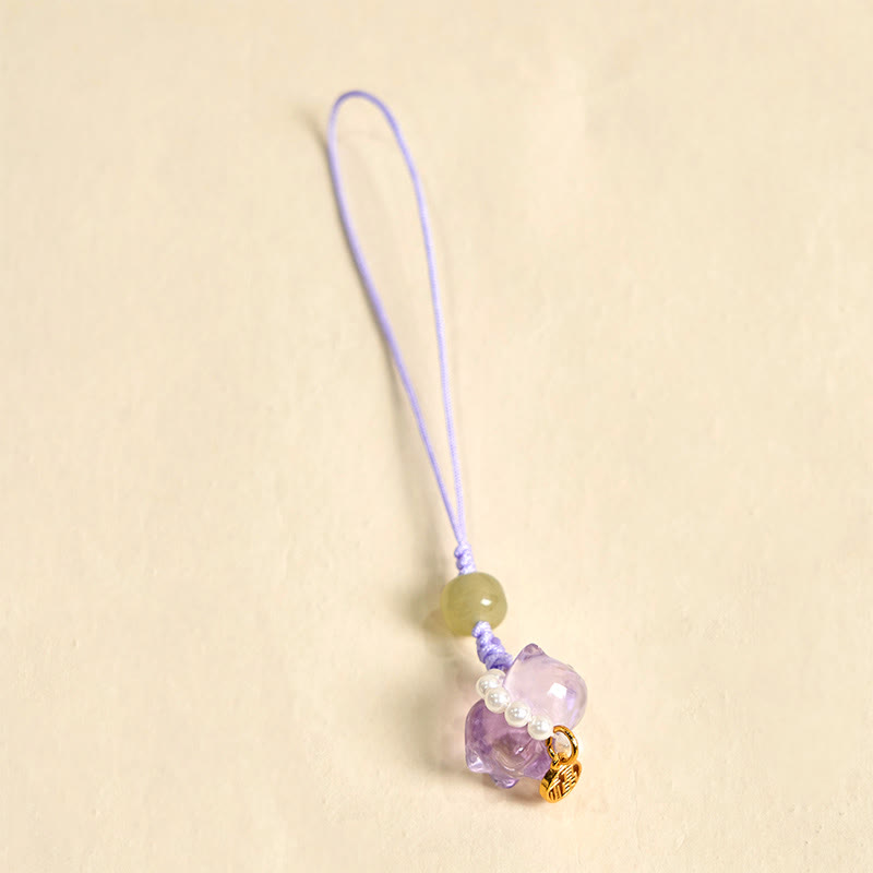 Rosa Kristall Amethyst Citrin Fu Charakter spirituelle Hängedekoration