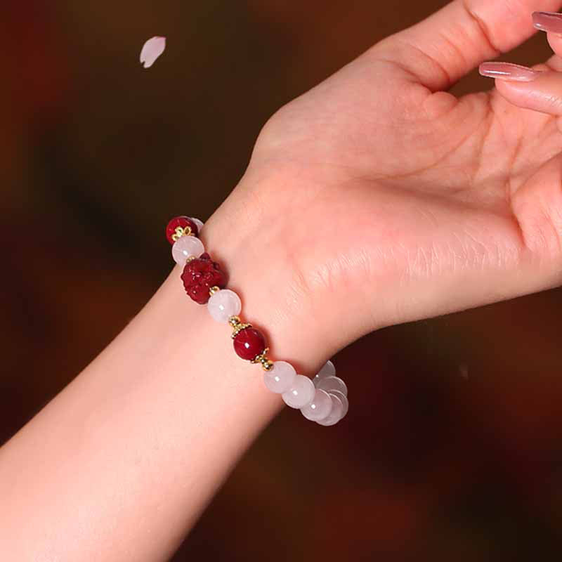 Rosa Kristall Neunschwänziger Fuchs Liebesarmband 8mm Beruhigend