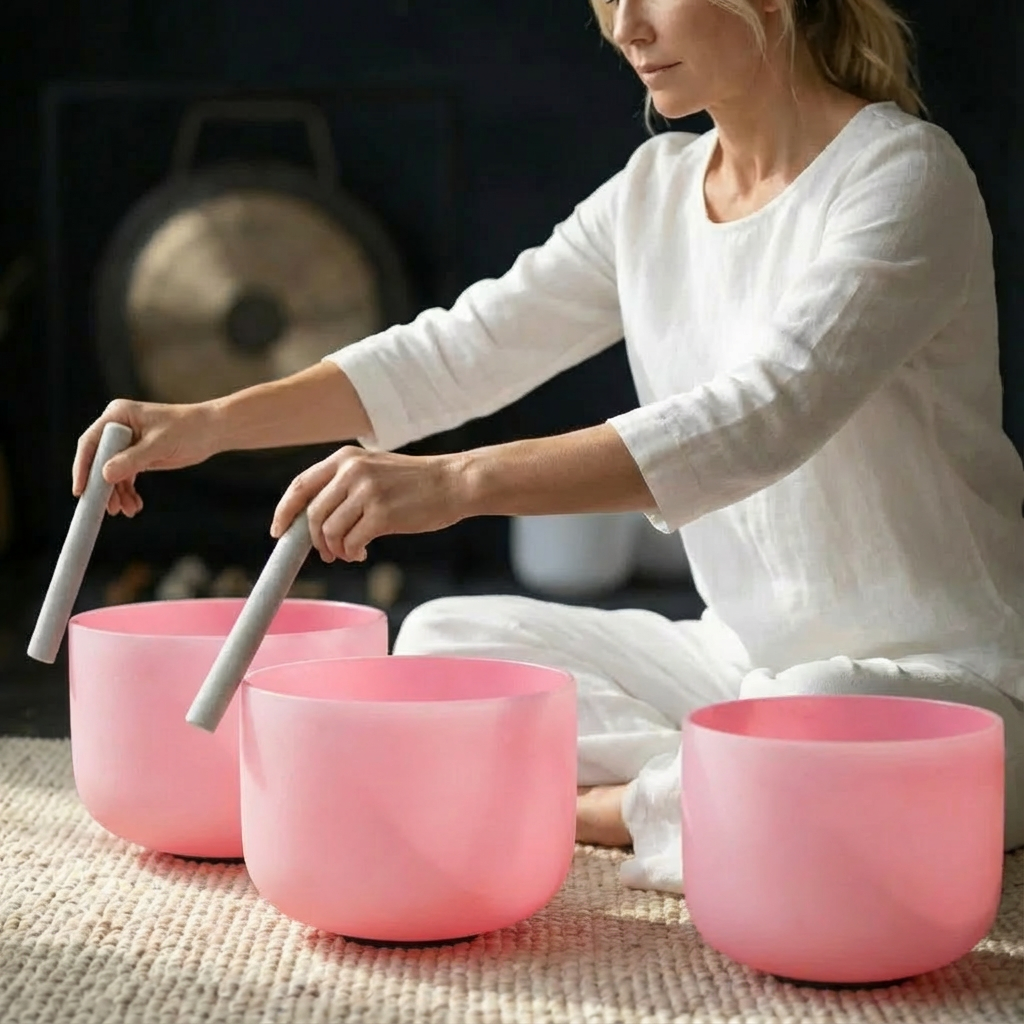Farbiges Chakra-Kristall-Klangschalen-Set – 7-tlg. 6-14"
