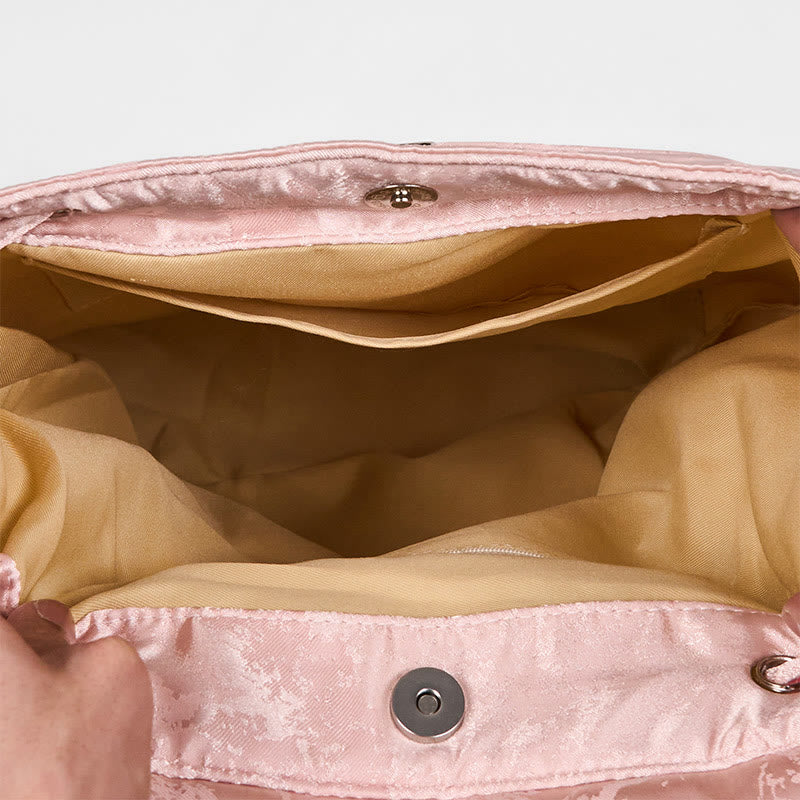 Pink Lotus bestickter Rucksack - Spirituelle Kleidung