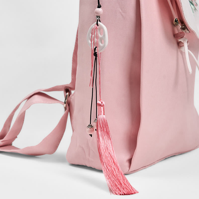 Rosa Pfingstrosen Blumen Canvas Rucksack | Achtsame Accessoires
