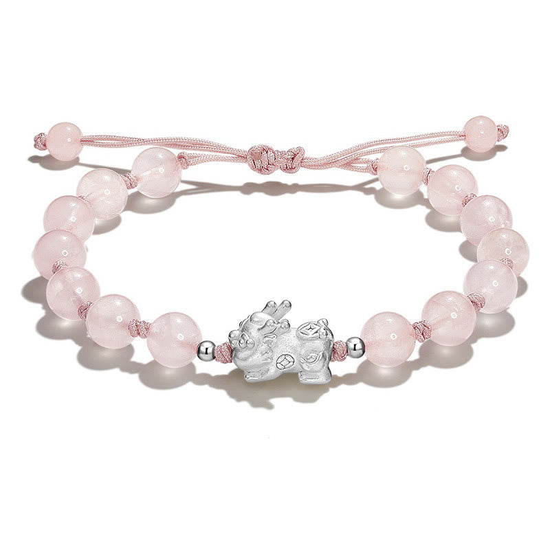 PiXiu Obsidian Katzenauge Rosa Kristall Stärke Armband