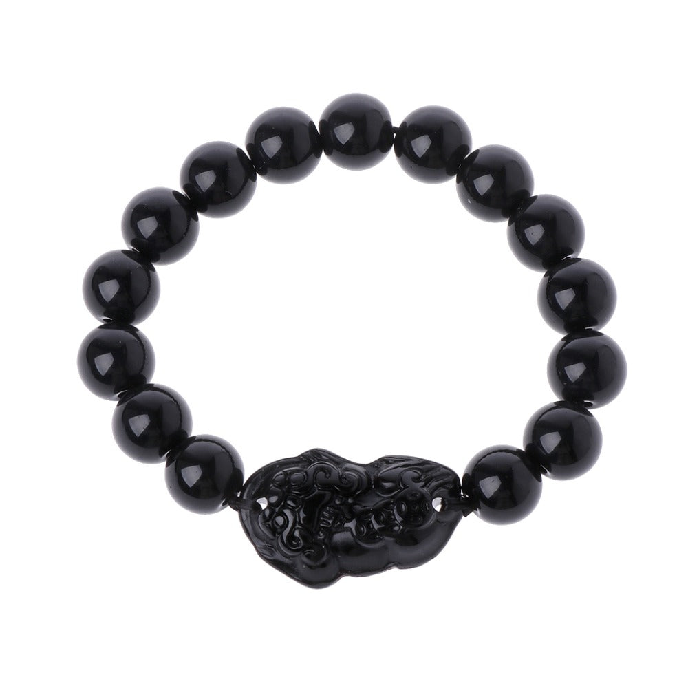 Pixiu Reichtums-Charme Obsidian Armband