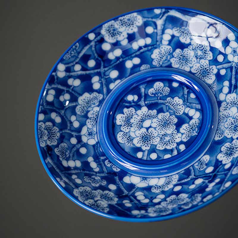 Pflaumenblüte, blau-weiß, Porzellan, Keramik, Gaiwan, 185 ml, Teetasse