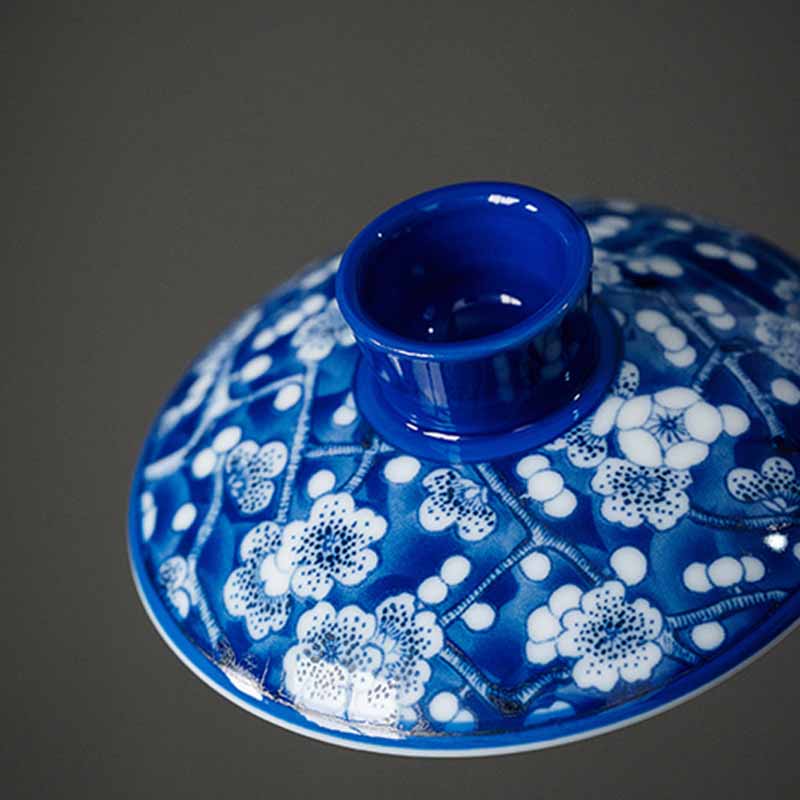 Pflaumenblüte, blau-weiß, Porzellan, Keramik, Gaiwan, 185 ml, Teetasse