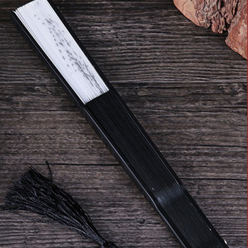 Faltfächer aus Bambusseide mit Pflaumenblütenmotiv, 22,5 cm, elegant, für den Handgebrauch