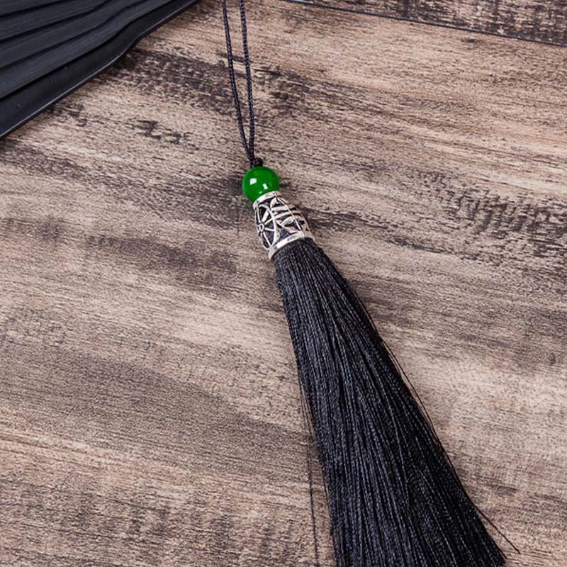 Faltfächer aus Bambusseide mit Pflaumenblütenmotiv, 22,5 cm, elegant, für den Handgebrauch