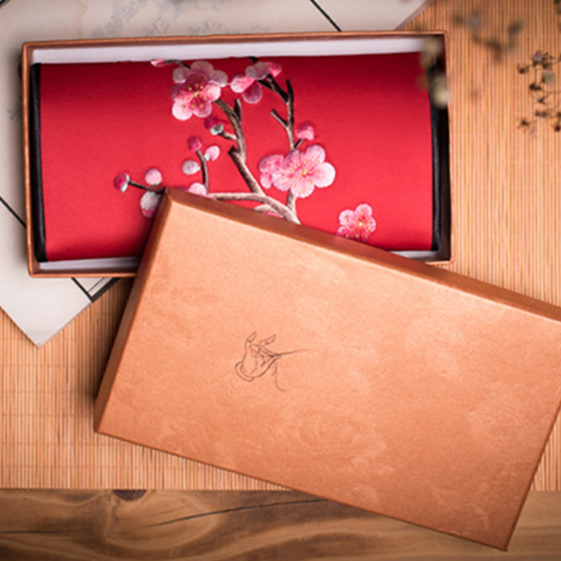 Spirituelle Handtasche mit Pflaumenblüten-Su-Stickerei, 20 cm x 10 cm