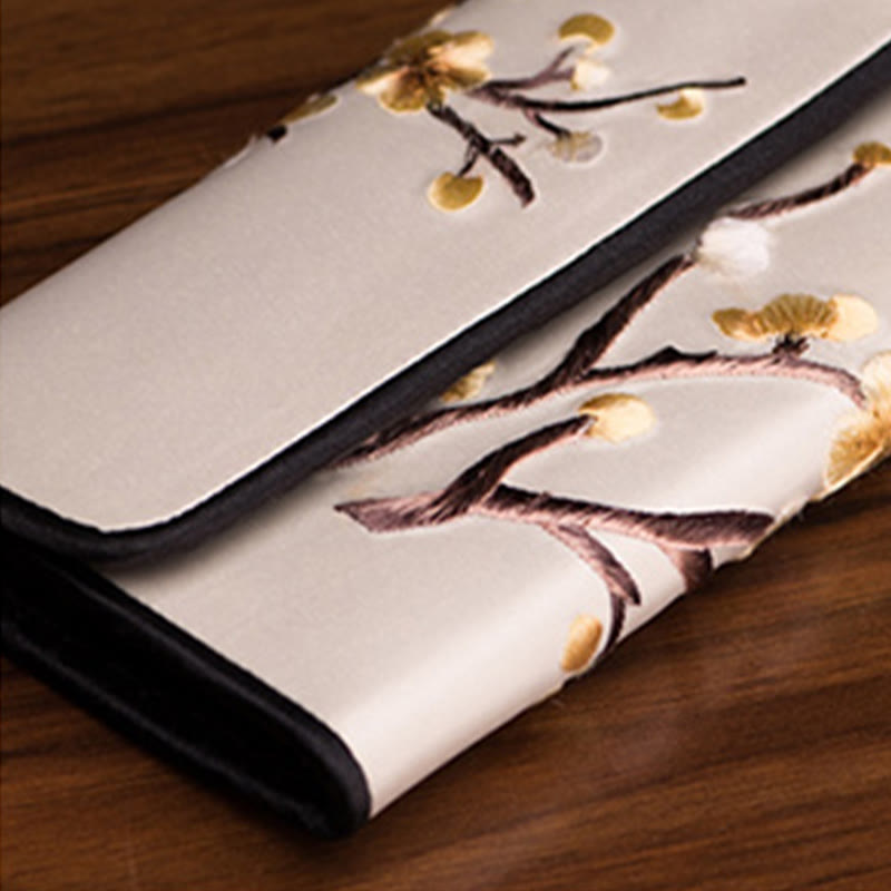 Spirituelle Handtasche mit Pflaumenblüten-Su-Stickerei, 20 cm x 10 cm