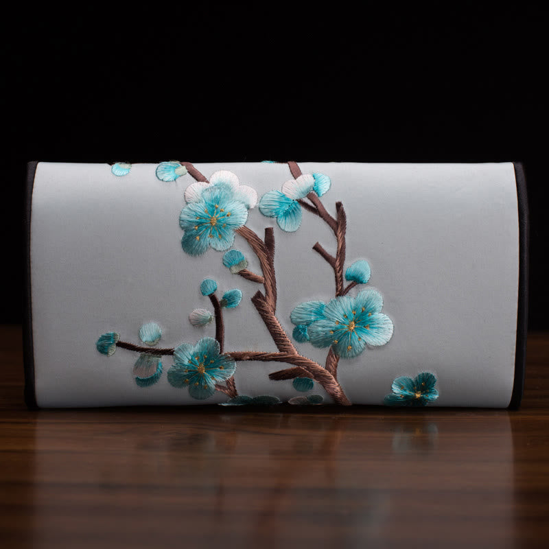 Spirituelle Handtasche mit Pflaumenblüten-Su-Stickerei, 20 cm x 10 cm