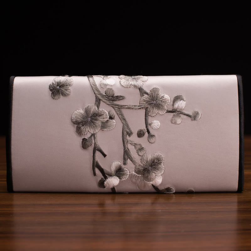 Spirituelle Handtasche mit Pflaumenblüten-Su-Stickerei, 20 cm x 10 cm