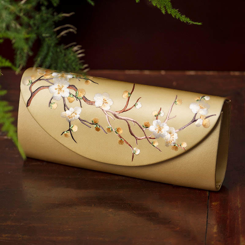 Pflaumenblüten-Tulpen-bestickte Handtasche | Spiritueller Schmuck