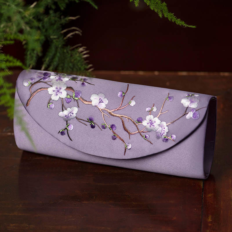 Pflaumenblüten-Tulpen-bestickte Handtasche | Spiritueller Schmuck