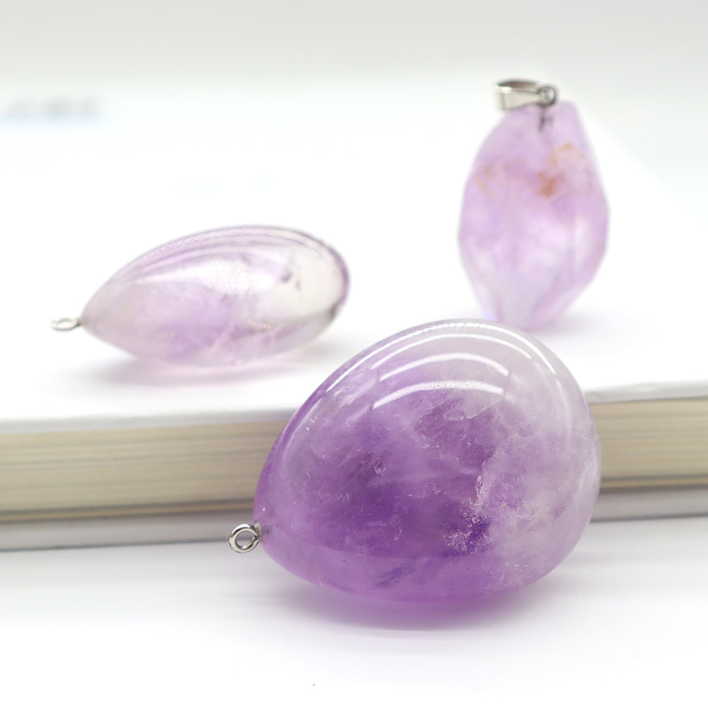 Polished Amethyst Crystal Pendant Healing Jewelry