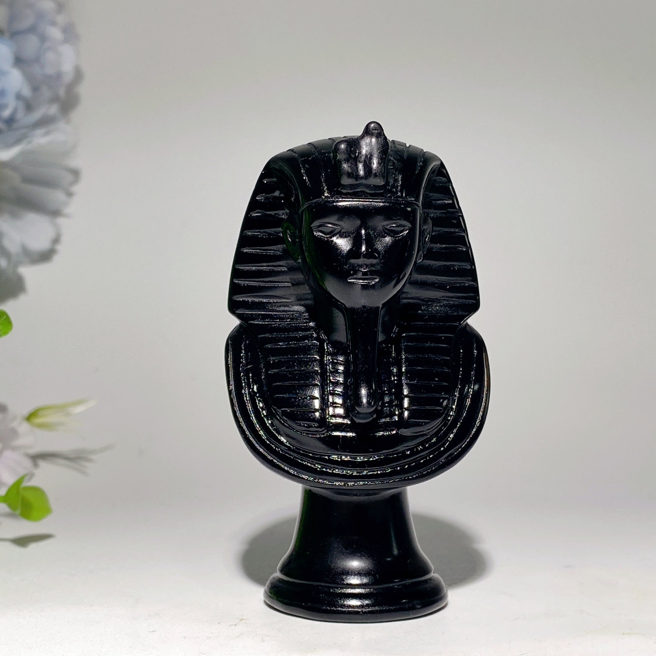 Polished Black Obsidian Egyptian Carvings Figurines 3-4.7 inch