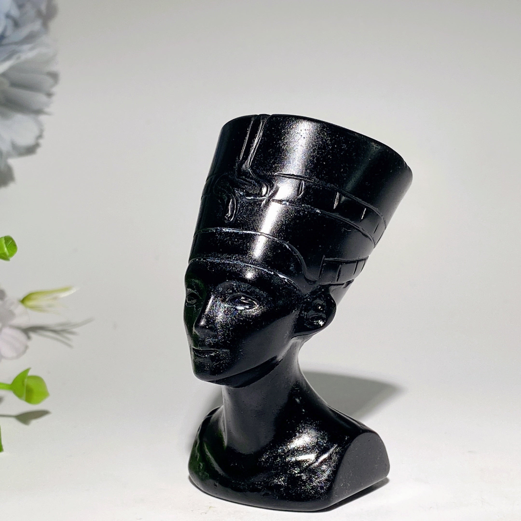 Polished Black Obsidian Egyptian Carvings Figurines 3-4.7 inch