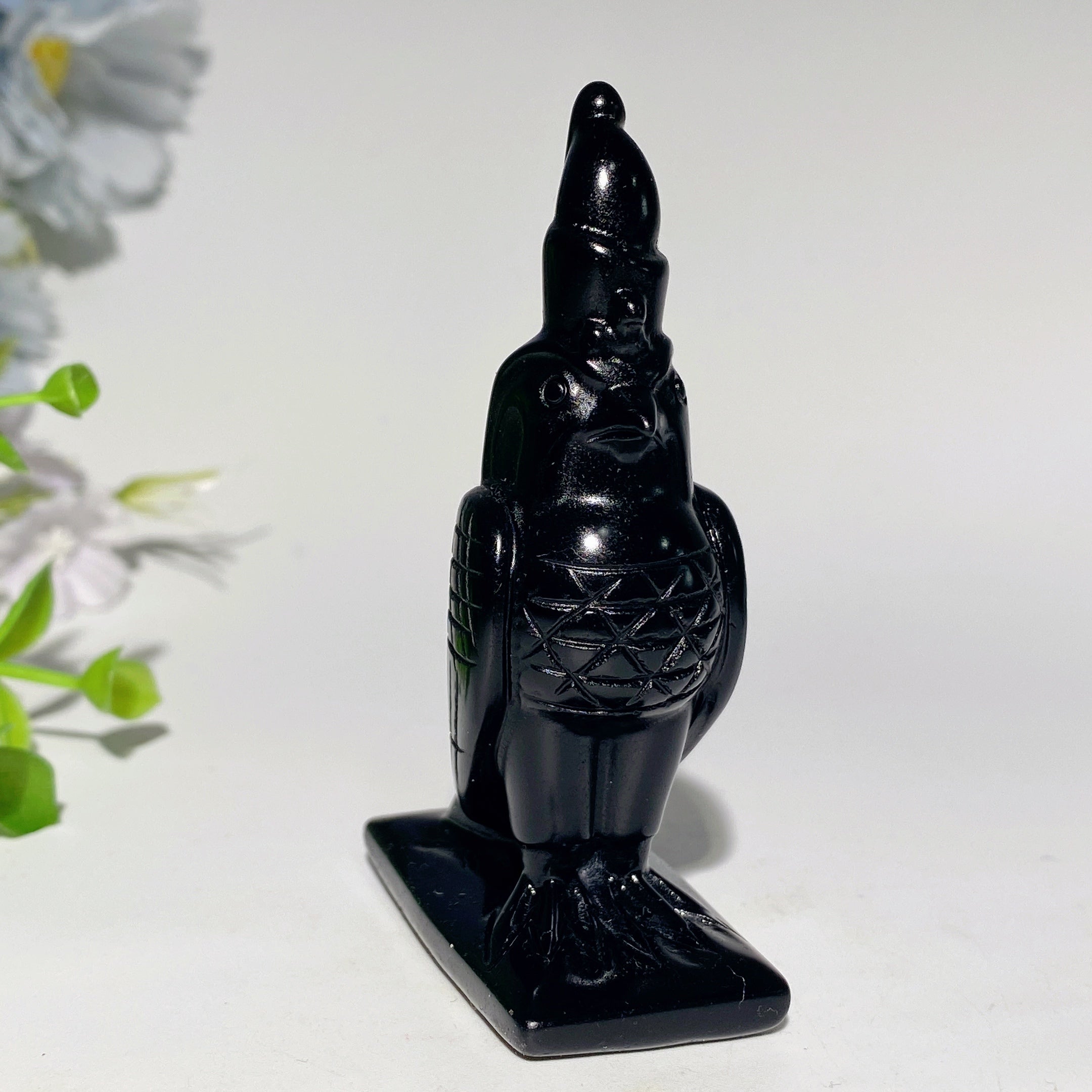 Polished Black Obsidian Egyptian Carvings Figurines 3-4.7 inch