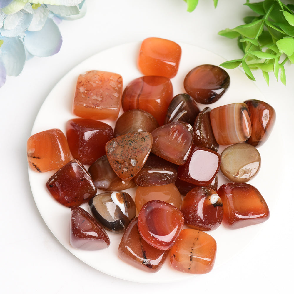 Polished Carnelian Tumbled Stones Around 2cm for Healing Energy