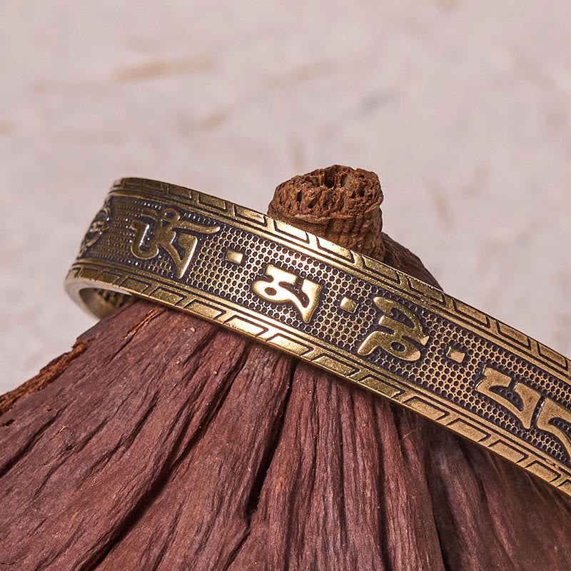 Poliertes Kupfer Om Mani Padme Hum Armband | Herz-Sutra-Weisheit