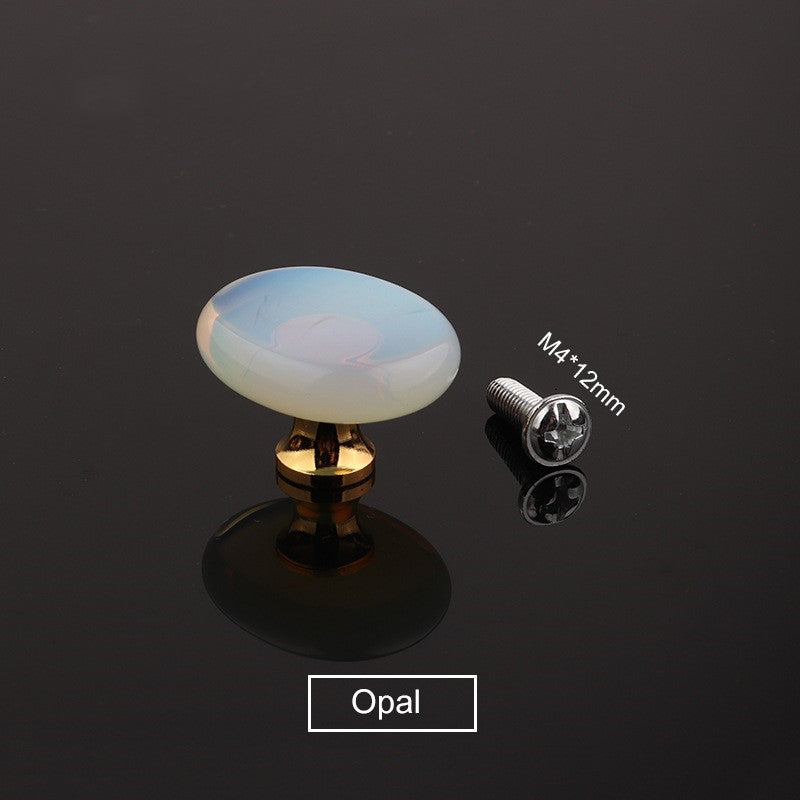 Polished Crystal Stone Handles 26mm for Home Decor