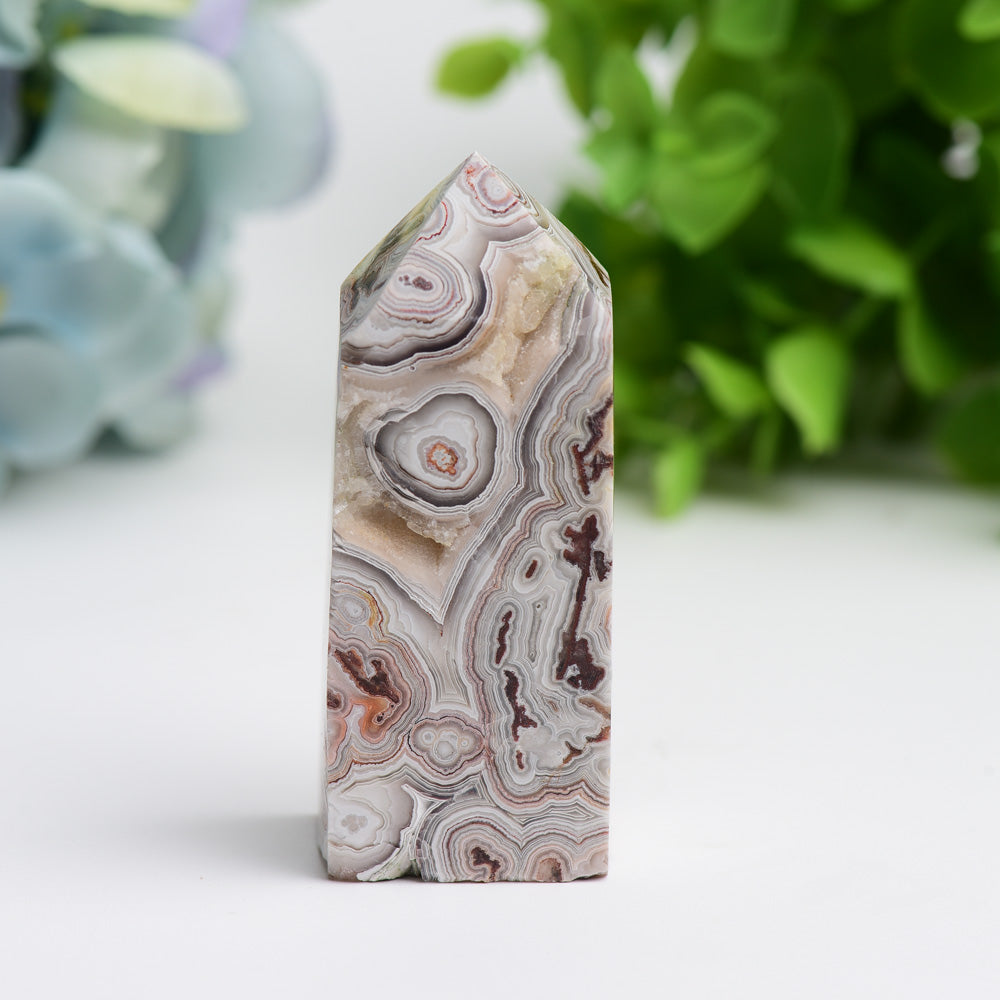 Polierter mexikanischer Onyx-Kristallturm, 6,3–11,4 cm, Heildekor