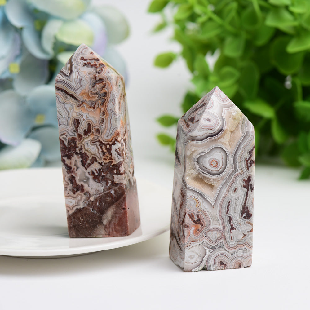 Polierter mexikanischer Onyx-Kristallturm, 6,3–11,4 cm, Heildekor