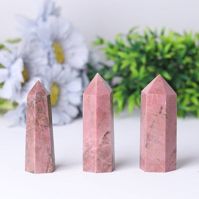 Polierter Rhodonit-Kristallturm, 6,1–11,4 cm, Heilanzeige