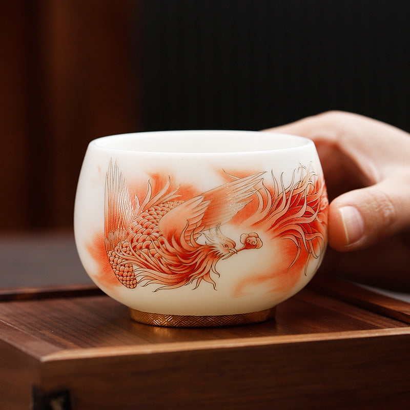 Porzellan Phoenix Teetasse 180ml | Zen Keramik Dekor