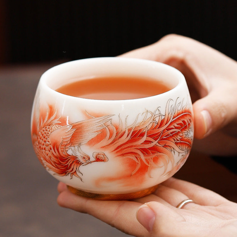 Porzellan Phoenix Teetasse 180ml | Zen Keramik Dekor