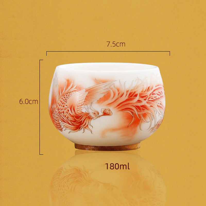 Porzellan Phoenix Teetasse 180ml | Zen Keramik Dekor