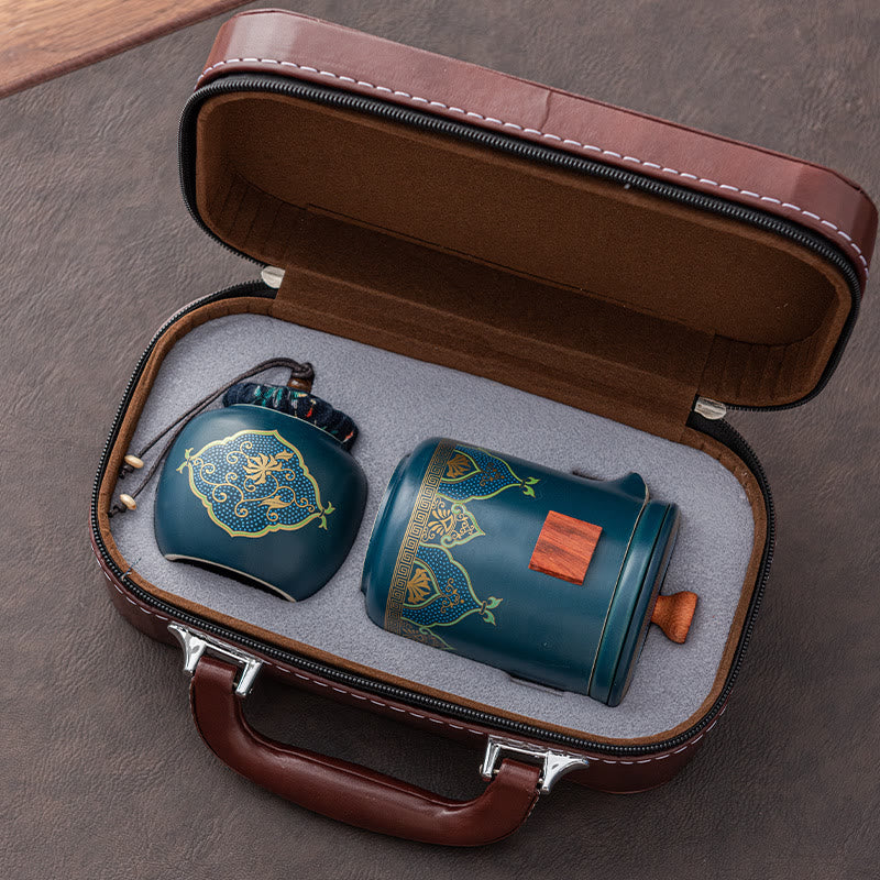 Tragbares chinesisches Gongfu-Teekannen-Set aus Keramik mit Tasche