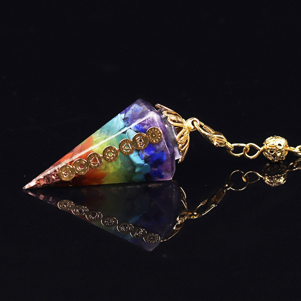 Chakra Orgone Pendulum with Amethyst and Lapis